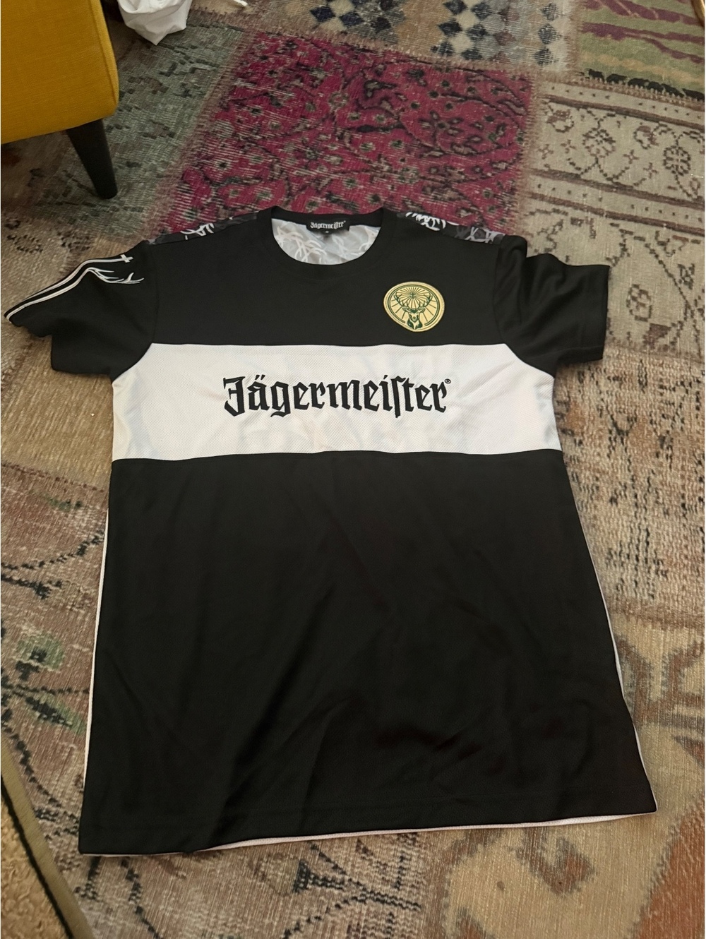 Jägermeister Soccer Jersey black white gold stag sports